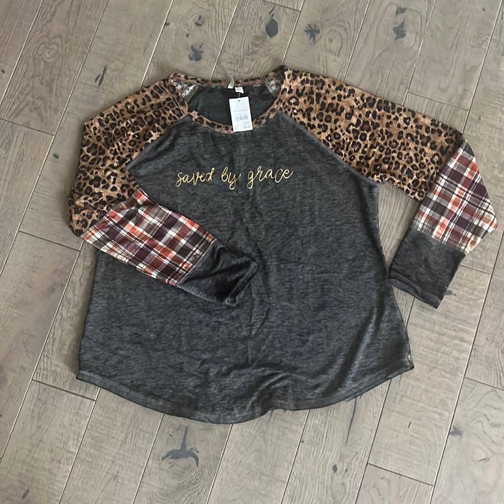 Grey Saved By Grace Tshirt